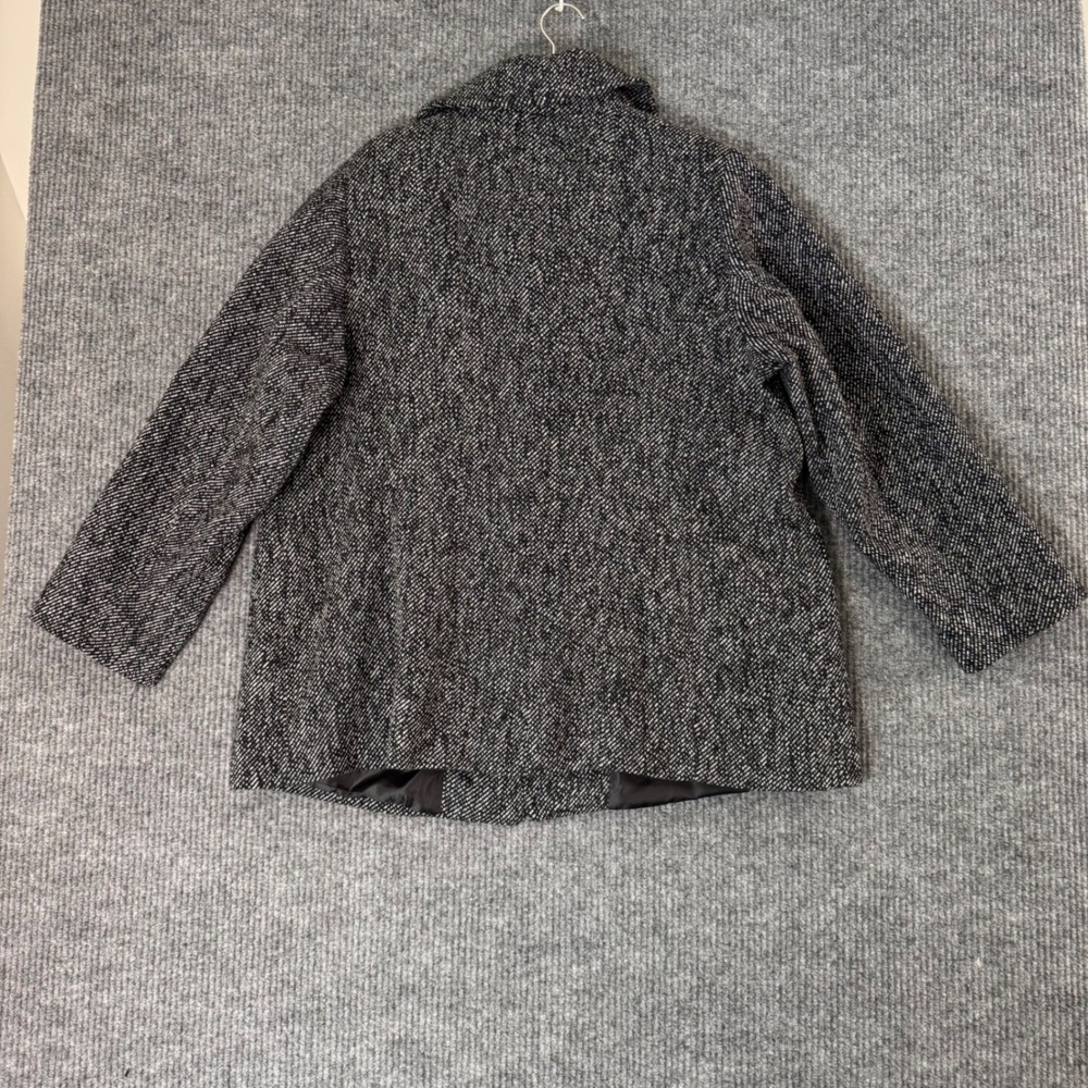 London Fog Womens 1X Tweed Car Coat Jacket Wool Blend Black White Quiet Luxury - Picture 3 of 12